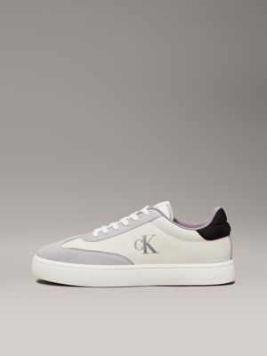 creamy white/white/formal grey canvas trainers for men calvin klein jeans