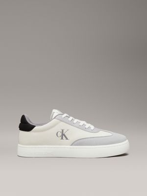 cream canvas trainers for men calvin klein jeans