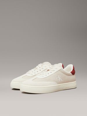 eggshell/red ochre canvas trainers for men calvin klein jeans