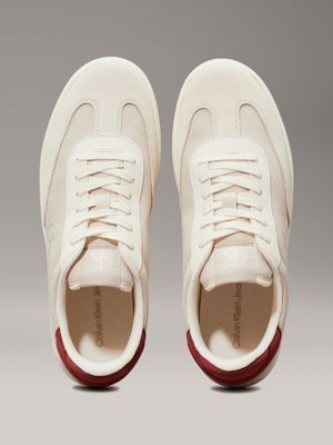 eggshell/red ochre canvas trainers for men calvin klein jeans