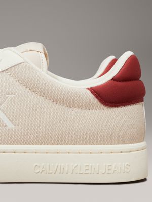 eggshell/red ochre canvas trainers for men calvin klein jeans