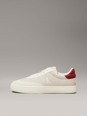 eggshell/red ochre canvas trainers for men calvin klein jeans