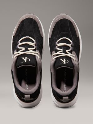 black/granite grey/bright white suede trainers for men calvin klein jeans