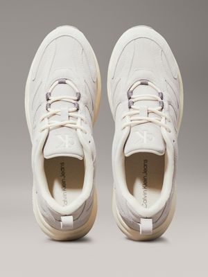 oyster mushroom/creamy white suede trainers for men calvin klein jeans