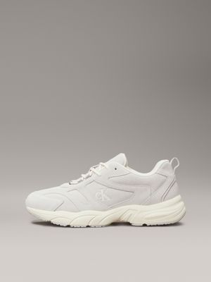 oyster mushroom/creamy white suede trainers for men calvin klein jeans