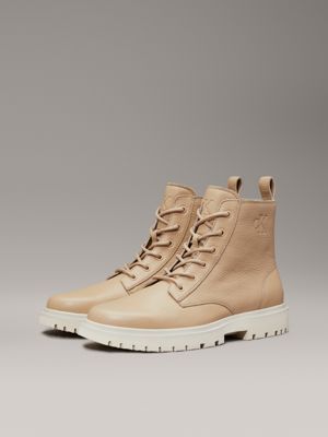 travertine/eggshell leather boots for men calvin klein jeans