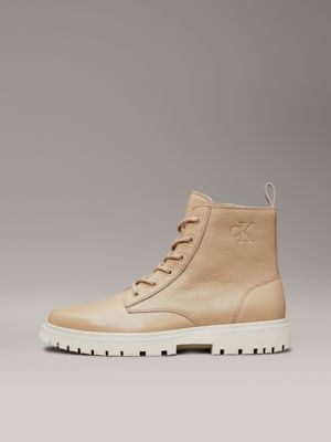 travertine/eggshell leather boots for men calvin klein jeans