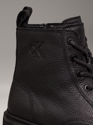 triple black leather boots for men calvin klein jeans