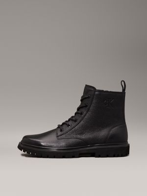 triple black leather boots for men calvin klein jeans