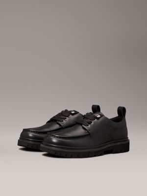 triple black leather apron toe lace-up shoes for men calvin klein jeans