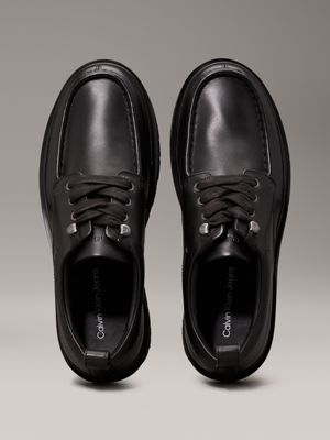 triple black leather apron toe lace-up shoes for men calvin klein jeans