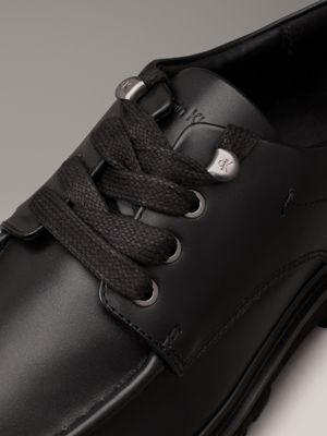 triple black leather apron toe lace-up shoes for men calvin klein jeans