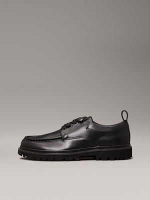 triple black leather apron toe lace-up shoes for men calvin klein jeans