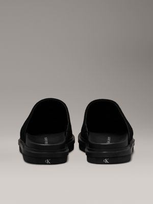 triple black suede clog slippers for men calvin klein jeans