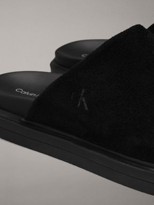 triple black suede clog slippers for men calvin klein jeans