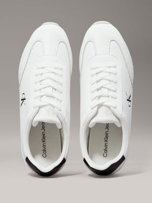baskets en cuir bright white/ ck black pour hommes calvin klein jeans