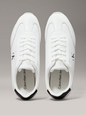 bright white/ ck black leather trainers for men calvin klein jeans