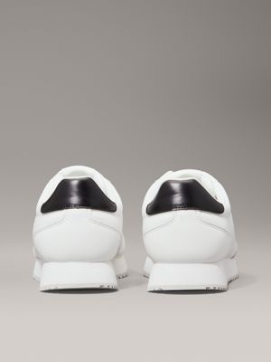 baskets en cuir bright white/ ck black pour hommes calvin klein jeans