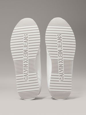baskets en cuir bright white/ ck black pour hommes calvin klein jeans
