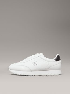 baskets en cuir bright white/ ck black pour hommes calvin klein jeans