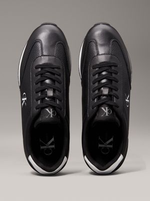 sneaker in pelle black / bright white da uomini calvin klein jeans