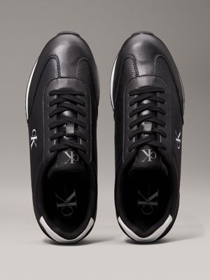 black/bright white leather trainers for men calvin klein jeans