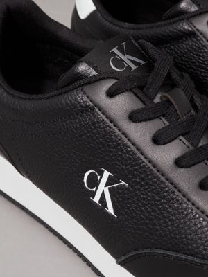 black/bright white leather trainers for men calvin klein jeans