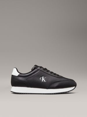 black leather trainers for men calvin klein jeans