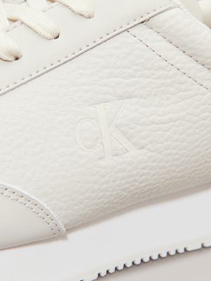 silver birch/cinnamon leather trainers for men calvin klein jeans