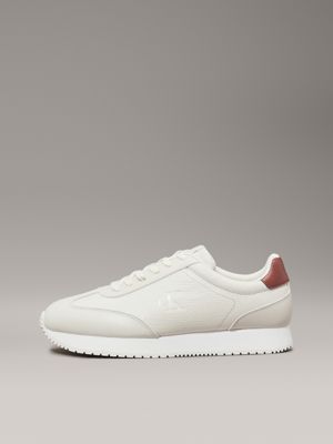 sneaker in pelle silver birch/cinnamon da uomini calvin klein jeans