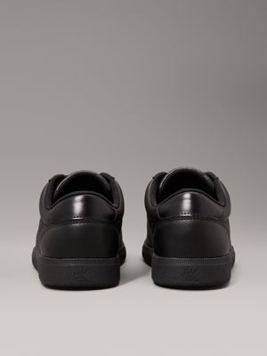 triple black leather low profile trainers for men calvin klein jeans