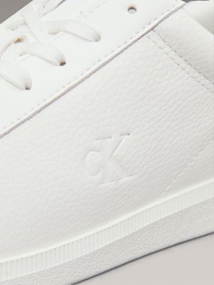 triple bright white leather low profile trainers for men calvin klein jeans