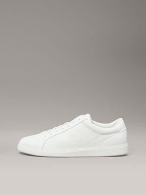 triple bright white leather low profile trainers for men calvin klein jeans