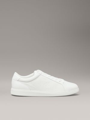 white leather low profile trainers for men calvin klein jeans