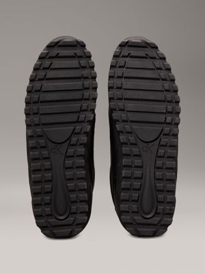 triple black leren sneakers met laag profiel voor heren - calvin klein jeans