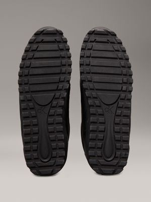 triple black leather low profile trainers for men calvin klein jeans