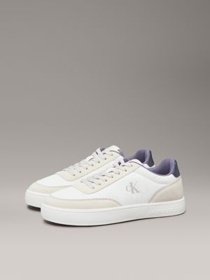 bright white/turtle dove/grisalle leather trainers for men calvin klein jeans