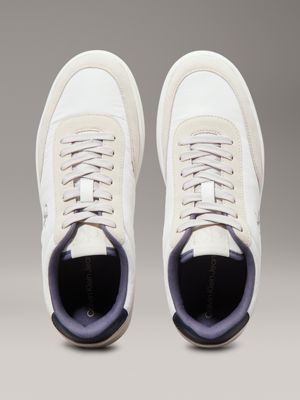 bright white/turtle dove/grisalle leather trainers for men calvin klein jeans