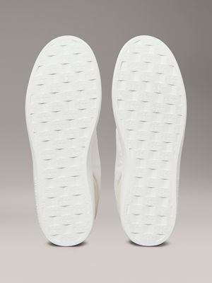 bright white/turtle dove/grisalle leather trainers for men calvin klein jeans