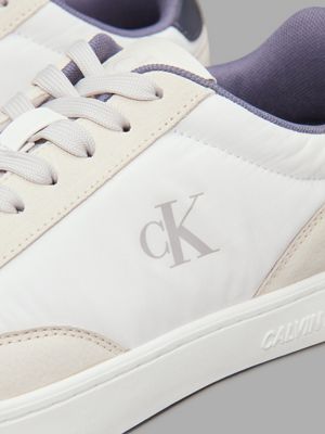 bright white/turtle dove/grisalle leather trainers for men calvin klein jeans