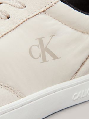 turtle dove/eggshell/cinnamon leather trainers for men calvin klein jeans