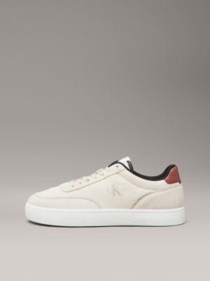 turtle dove/eggshell/cinnamon leather trainers for men calvin klein jeans