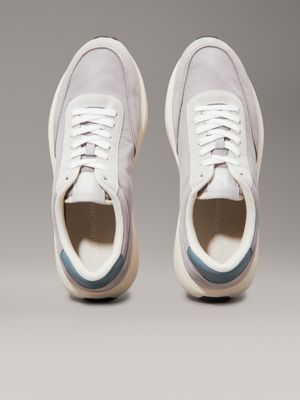 oyster mushroom/formal grey leather trainers for men calvin klein jeans