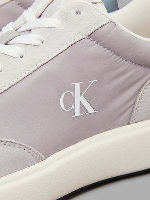 oyster mushroom/formal grey leather trainers for men calvin klein jeans