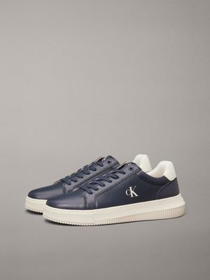 calvin navy/turtle dove leather trainers for men calvin klein jeans