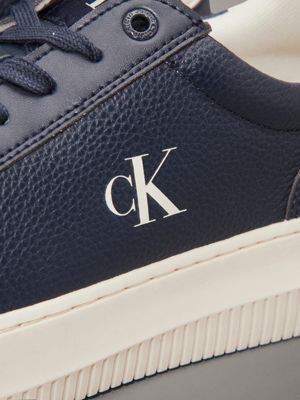 calvin navy/turtle dove leather trainers for men calvin klein jeans