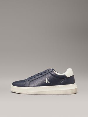 calvin navy/turtle dove leather trainers for men calvin klein jeans