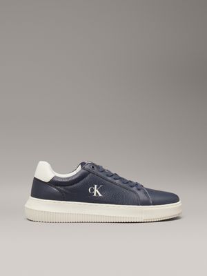 blue leather trainers for men calvin klein jeans