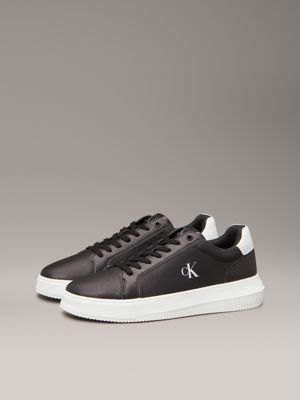 black/bright white leather trainers for men calvin klein jeans