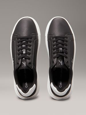 black / bright white leather trainers for men calvin klein jeans